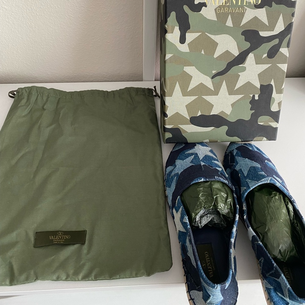 Valentino Denim Flat Espadrilles